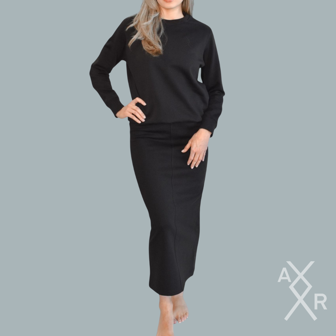100% Organic Cotton Sweatshirt & Ankle-Length Skirt Set